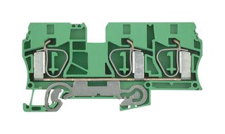 WEIDMULLER 1767670000 DIN Rail Mount Terminal Block, 3 Positions, 16 AWG, 6 AWG, 10 mm², Tension Clamp
