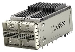 TE CONNECTIVITY 2299870-3 Cage & Connector, zQSFP+, 2 x 2 (Stacked), With Heat Sink, Without Light Pipe, TH, Press-Fit