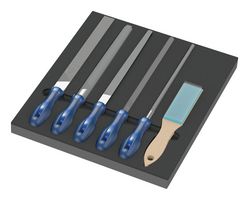 WERA 05150183001 PFERD File Set, 6-Pieces of Machinist's Square, Half-Round, Round, Hand, 3 Square Files, Brush