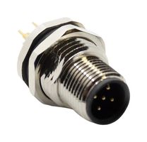 MUELLER ELECTRIC AI-T00209 Sensor Connector, PG9, M12, Male, 5 Positions, PCB Pin, Straight Panel Mount