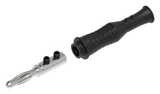 CAL TEST ELECTRONICS CT3276-0 Banana Test Connector, Plug, Cable Mount, 36 A, 70 V, Nickel Plated Contacts, Black