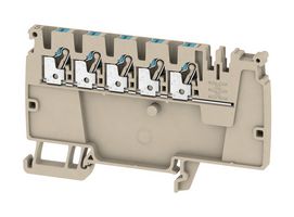 WEIDMULLER 1988100000 DIN Rail Mount Terminal Block, Mod Distribution Term, 5 Positions, 28 AWG, 12 AWG, 2.5 mm², Push In