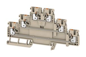 WEIDMULLER 2428510000 DIN Rail Mount Terminal Block, Feed Thru, 6 Positions, 28 AWG, 12 AWG, 2.5 mm², Push In, 22 A