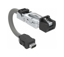 AMPHENOL COMMUNICATIONS SOLUTIONS DRPC61A009A40 Ethernet Cable, Cat6a, IX Type B Plug to RJ45 Plug, SFTP (Screened Foiled Twisted Pair), Gray