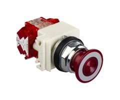 SCHNEIDER ELECTRIC 9001KR8P38LRRH25 Industrial Pushbutton Switch, Harmony 9001K Series, 30 mm, DPST-NC, Mushroom