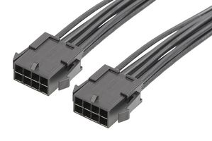 MOLEX 214757-1081 Cable Assembly, Micro-Fit 3.0 Plug to Micro-Fit 3.0 Plug, 8 Positions, 3 mm, 2 Row, 150 mm, 5.9 "