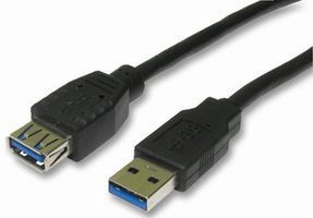 MULTICOMP PRO CAH830072 USB Cable, USB Type A Plug, USB Type A Receptacle, 1 m, 3 ft, USB 3.0, Black