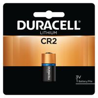 DURACELL DLCR2BPK Battery, 3 V, CR2, Lithium Manganese Dioxide, Raised Positive and Flat Negative, 1