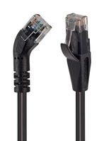 L-COM TRD645LBLK-3 Ethernet Cable, Cat6, 45° RJ45 Plug to RJ45 Plug, UTP (Unshielded Twisted Pair), Black, 914.4 mm