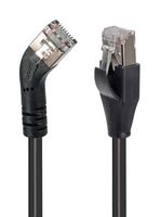 L-COM TRD645LSBLK-10 Ethernet Cable, Cat6, 45° RJ45 Plug to RJ45 Plug, FTP (Foiled Twisted Pair), Black, 3.05 m, 10 ft