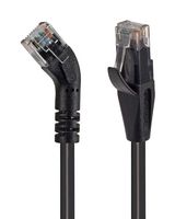 L-COM TRD645RBLK-5 Ethernet Cable, Cat6, 45° RJ45 Plug to RJ45 Plug, UTP (Unshielded Twisted Pair), Black, 1.5 m