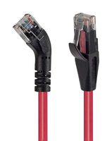 L-COM TRD645RRED-7 Ethernet Cable, Cat6, 45° RJ45 Plug to RJ45 Plug, UTP (Unshielded Twisted Pair), Red, 2.1 m, 7 ft