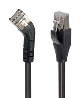 L-COM TRD645RSBLK-1 Ethernet Cable, Cat6, 45° RJ45 Plug to RJ45 Plug, FTP (Foiled Twisted Pair), Black, 304.8 mm