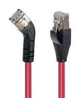 L-COM TRD645RSRED-5 Ethernet Cable, Cat6, 45° RJ45 Plug to RJ45 Plug, FTP (Foiled Twisted Pair), Red, 1.5 m, 5 ft