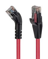 L-COM TRD845RRED-3 Ethernet Cable, Cat5e, 45° RJ45 Plug to RJ45 Plug, UTP (Unshielded Twisted Pair), Red, 914.4 mm