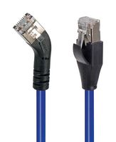 L-COM TRD845RSBLU-3 Ethernet Cable, Cat5e, 45° RJ45 Plug to RJ45 Plug, FTP (Foiled Twisted Pair), Blue, 914.4 mm