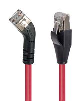L-COM TRD845RSRED-1 Ethernet Cable, Cat5e, 45° RJ45 Plug to RJ45 Plug, FTP (Foiled Twisted Pair), Red, 304.8 mm, 1 ft