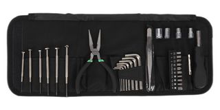 MULTICOMP PRO MP010952 Cloth Bag Household Tool Set, Metric Sizes, Pliers, Socket, Screwdriver, Hex Keys, Bits, Tweezers