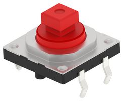 TE CONNECTIVITY - ALCOSWITCH 2425754-1 Tactile Switch, SPST-NO, Top Actuated, Through Hole, Square Button, 260 gf, 50mA at 12VDC