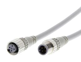 OMRON INDUSTRIAL AUTOMATION XS2WD421G81F Sensor Cable, M12 Plug, M12 Receptacle, 4 Positions, 5 m, 16.4 ft, XS2W Series
