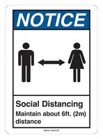 BRADY 170207 Safety Sign, Coronavirus Social Distancing, Social Distancing Maintain about 6ft. (2m) Distance