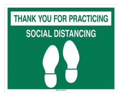BRADY 170213 Safety Sign, Coronavirus Social Distancing, Thank You For Practicing Social Distancing, Vinyl