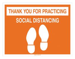 BRADY 170214 Safety Sign, Coronavirus Social Distancing, Thank You For Practicing Social Distancing, Vinyl