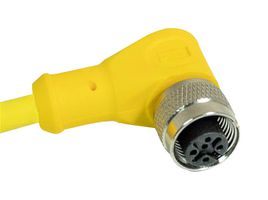 MUELLER ELECTRIC C3D01M006 Sensor Cable, A Coded, 90° M12 Receptacle, Free End, 3 Positions, 6 m, 19.7 ft