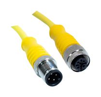 MUELLER ELECTRIC C4AC02M010 Sensor Cable, A Coded, M12 Plug, M12 Receptacle, 4 Positions, 10 m, 32.8 ft