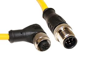 MUELLER ELECTRIC C5AD06M006 Sensor Cable, A Coded, M12 Plug, 90° M12 Receptacle, 5 Positions, 6 m, 19.7 ft
