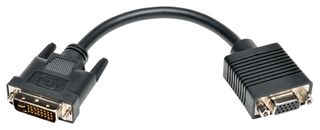 EATON TRIPP LITE P120-08N Computer Cable, DVI-I Dual Link Plug, HD-15 Receptacle, 8 ", 200 mm, Black