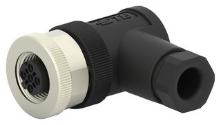 TE CONNECTIVITY T4112501041-000 Sensor Connector, M12, Female, 4 Positions, Screw Socket, Right Angle Cable Mount