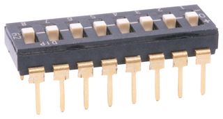 E-SWITCH KAD10LHGT DIP / SIP Switch, 10 Circuits, Raised Slide, Through Hole, SPDT, 24 V, 25 mA