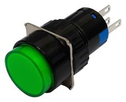MULTICOMP PRO MP-PB5-AA3BG112V-IP40-8 Industrial Pushbutton Switch, 12V LED, 0.472 ", SPDT, Momentary, Round Flat, Green