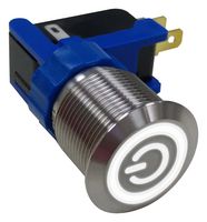MULTICOMP PRO MP-PB7-06LB22FFPW12V Vandal Resistant Switch, 0.748 ", SPDT, On-On, Round Flat, Natural