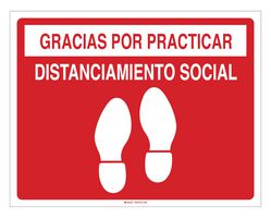 BRADY 170329 Safety Sign, Spanish, Floor, Warning, Thank You For Practicing Social Distancing, Vinyl, 14 ", 18 "