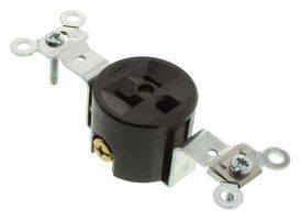 HUBBELL WIRING DEVICES HBL5251 Power Entry Connector, Power Entry, 15 A, Brown, Nylon (Polyamide) Body, 125 V
