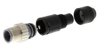 OMRON INDUSTRIAL AUTOMATION XS2G-D421 Sensor Connector, XS2 Series, M12, Male, 4 Positions, Solder Pin, Straight Cable Mount