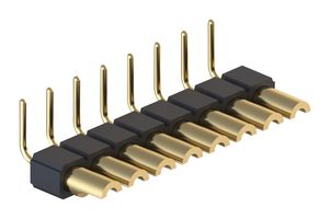 MILL-MAX 380-10-108-10-003000 Pin Header, Right Angle, Board-to-Board, 2.54 mm, 1 Rows, 8 Contacts, Through Hole, 380 Series