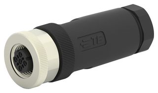 TE CONNECTIVITY T4110502041-000 Sensor Connector, M12, Female, 4 Positions, Screw Socket, Straight Cable Mount