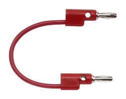 POMONA B-4-2# Banana Test Lead, 4mm Stackable Banana Plug, 4mm Stackable Banana Plug, 4 ", 101.6 mm, Red, 15 A
