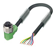 PHOENIX CONTACT 1522639 Sensor Cable, 90° M12 Receptacle, Free End, 8 Positions, 3 m, 9.8 ft