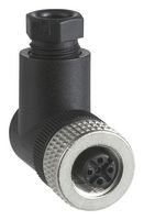 TELEMECANIQUE SENSORS XZCC12FCM50B Sensor Connector, OsiSense XZ Series, M12, Male, 5 Positions, Screw Pin, Right Angle Cable Mount