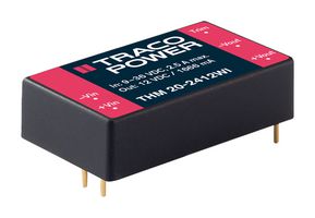 TRACO POWER THM 20-2423WI Isolated Through Hole DC/DC Converter, Medical, DIP, 4:1, 20 W, 2 Output, 15 V