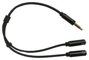 MULTICOMP PRO PS000239 Audio / Video Cable Assembly, 3.5mm 4 Pole Jack Plug, 3.5mm Stereo Phone Jack x 2, 9.9 ", 250 mm