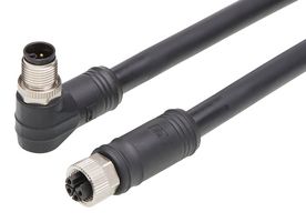 MOLEX 120501-0254 Sensor Cable, M12, Micro-Change Receptacle, 90° Micro-Change Plug, 4 Positions, 15 m, 49.21 ft