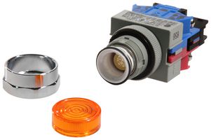 IDEC ALW29911D-A-120 Industrial Pushbutton Switch, TW Series, 22.3 mm, SPST-NO, SPST-NC, Momentary, Round, Amber