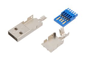 L-COM USBCN3-A USB Connector, USB Type A, USB 3.0, Plug, 9 Positions, Cable Mount, Vertical