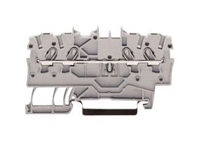 WAGO 2000-1404 DIN Rail Mount Terminal Block, 4 Positions, 24 AWG, 16 AWG, 1.5 mm², Push In, 18 A