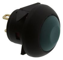 E-SWITCH RP8100B1M1CEBLKGRNNIL Industrial Pushbutton Switch, RP8100 Series, 13.6 mm, SPST-NO-DM, Off-(On), Round, Green